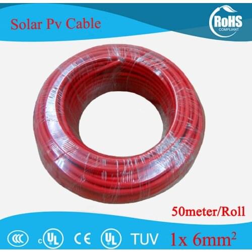 50 Meters Lot 1000V Wire 6.0mm sq 10AWG Solar PV Extension Cable TUV Approval Solar Cable XLPE Solar PV Cable Wire