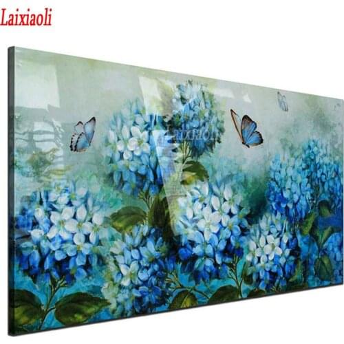 5d Cross Stitch Blue Hydrangea Flowers diy diamond Mosaic diamond painting full 3d Embroidery Patterns Rhinestones decoration