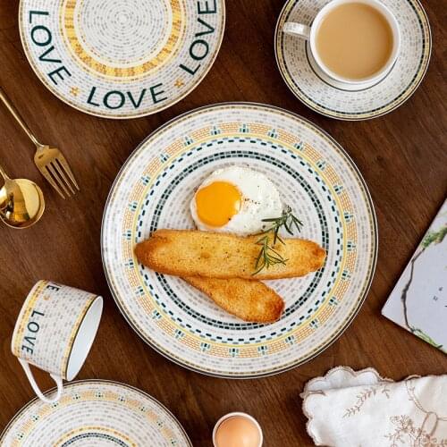 8inch 10.5inch Palace Retro Ceramic Salad Dessert Plate Letter Dinner Plate For Pasta Soup Steak