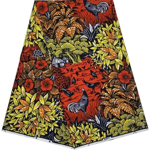 African Ankara Wax Dye Printed Cotton Fabric 100%Soft Breathable Clothing Material For Sewing Real High Quality 6 Yards S-P 5-27