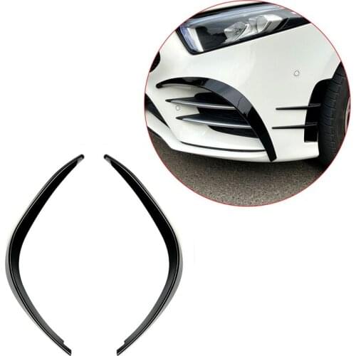 Car Bright Black Front Bumper Spoiler Spoilers Side Wing Decorative Cover for Mercedes Benz a Class W177 A180 A200