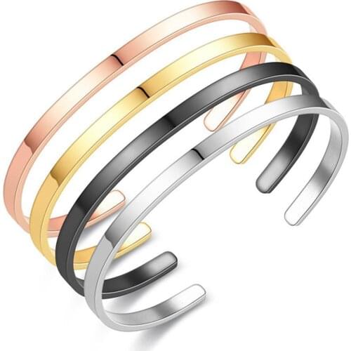 Glossy Lettering Bracelet 3Mm /4Mm Men Women Flat Skinny Cuff Bracelet Brackelts For Mom Bangle Sister Gifts Dad T6U0