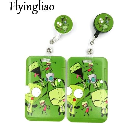 Invader Zim Cartoon Retractable Badge Reel Lanyard Nurse ID Business Credit Card Work Card Badge Holder Office Student Clips