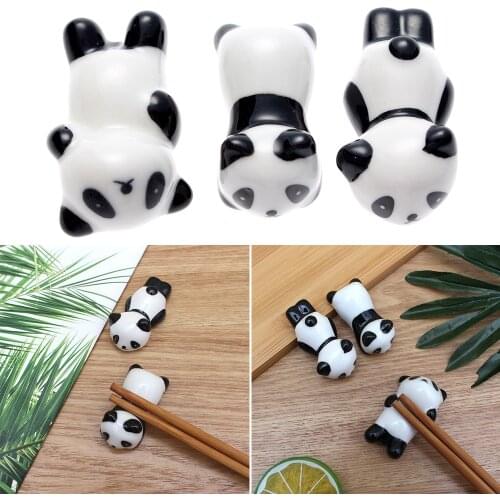 Ceramic Material Chopsticks Holder Cute Cartoon Panda Shape Chopsticks Mat Kitchen Tableware Holder Practical And Convenience