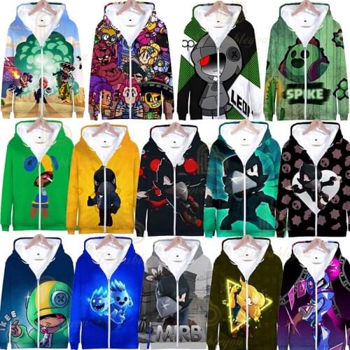 Kids Zipper Hoodies Leon Shooting Game Zip Up Hoodie Sweatshirt Boys Girls Harajuku Cartoon Star Jacket Tops Teen Clothes