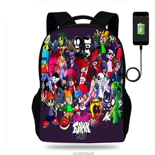 Friday Night Funkin Backpack 16inch Children School Bags 3D Print 3 Kids Backpack Boys Girls Teenagers Schoolbag Mochila Escolar