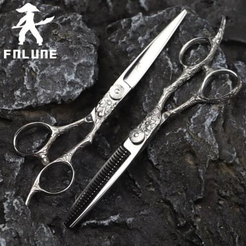 FnLune Tungsten Steel Professional Hair Salon Scissors Cut Barber Accessories Haircut Thinning Shear Hairdressing Tool Scissors