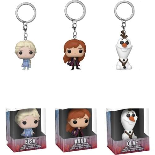 FUNKO Disney Movie Anna Elsa Olaf Pocket Keychain Toys Vinyl Action Figure Collection Model Toys For Children Christmas Gift
