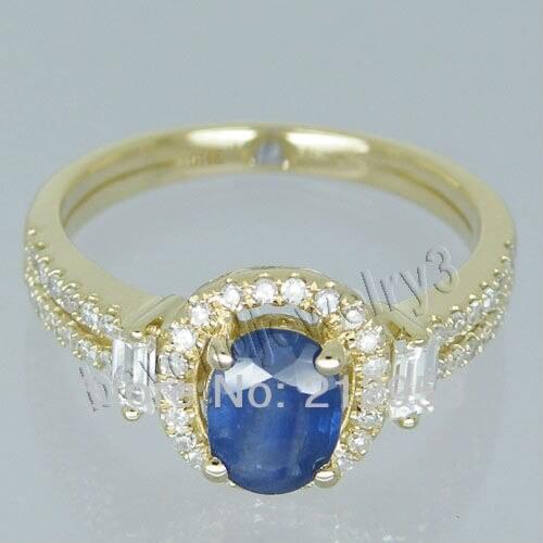 Vintage Oval 5x7mm Solid 14Kt Yellow Gold Sapphire Ring Good Quality Genuine Gemstone Fine Jewelry G090795