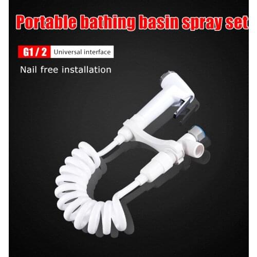 ABS Portable Bidet Sprayer Set G1/2 Handheld Diaper Bidet Shower Head Nozzle Retractable Tools Bathroom Fixtures with Spring Hos