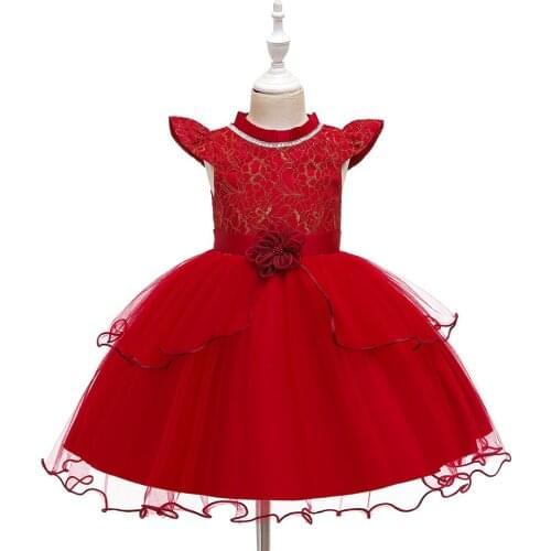 Princess Lace Dress Children Flower Embroidery Dress For Girls new cute kids elegant Dresses For Wedding Party Formal Ball Gown