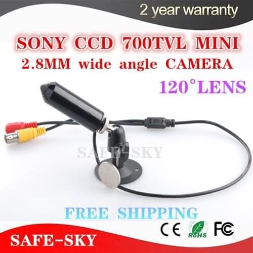 Free shipping 1/3" SONY SUPER CCD 700TVL Mini bullet Camera Security Small Mini CCTV Camera Video Surveillance 2.8mm WIDE ANGLE