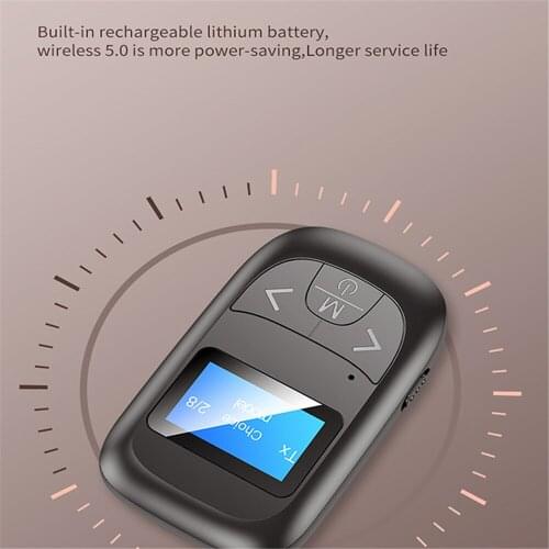 Mini T4 Bluetooth 5.0 Wireless Adapter with LCD Display Transmitter Receiver for PC/TV/Speaker 2-in-1 Bluetooth Audio Adapter