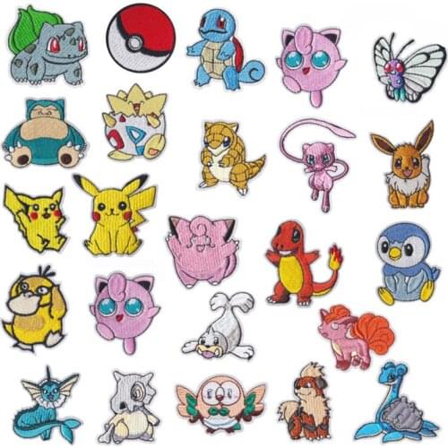 Cartoon Pokemon Pikachu Embroidery Patch Embroidered Clothes Patches For Clothing Kids Umbreon Stickers Garment Appliques