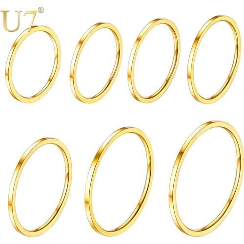 U7 7 Pcs Knuckle Ring Set for Women Girls Vintage Hollow Adjustable Boho Style Stackable Rings Set Statement Jewelry R1022