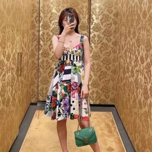 Top Quality 2021 New Original Design Luxury Pure Silk D Style Bohemian Beach Party Sexy Knee-Length Women Dress