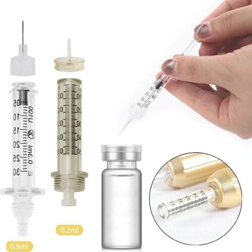 0.5ml/0.3ml Disposable Syringe Ampoule Head Needles Independent Sterile Package No Needle Lip Filler Syringes for Hyaluron Pen