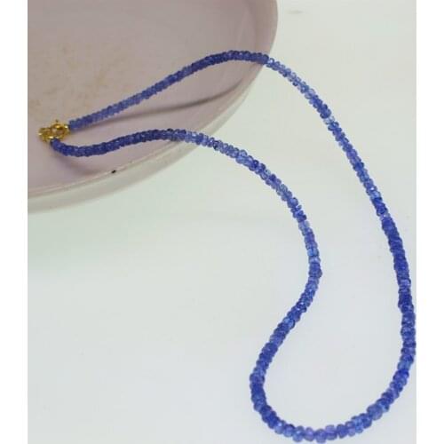 AA blue Tanzanite roundelle faceted 3-3.5mm chocker necklace 38cm nature beads