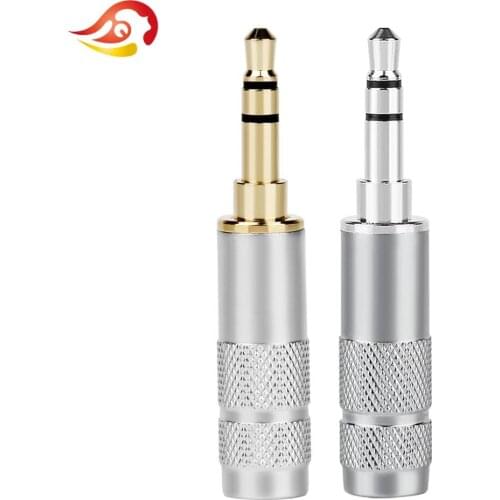 QYFANG 3.5mm 3 Pole Stereo Earphone Plug Mini Audio Jack 24K Rhodium/Gold Plated Copper Soldering Wire Connector Headset Adapter