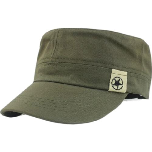Adjustable Men Women Cotton Vintage Military Hats Caps with Star Pattern,Dark Green Black Brown Beige Navy