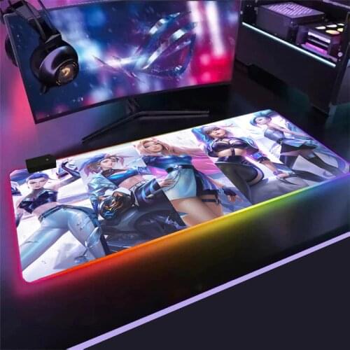 RGB LOL Players Must-have Game Accessories Mouse Pad Large LED Mouse Pad League of Legends KDA Womens Team Can Be Customized