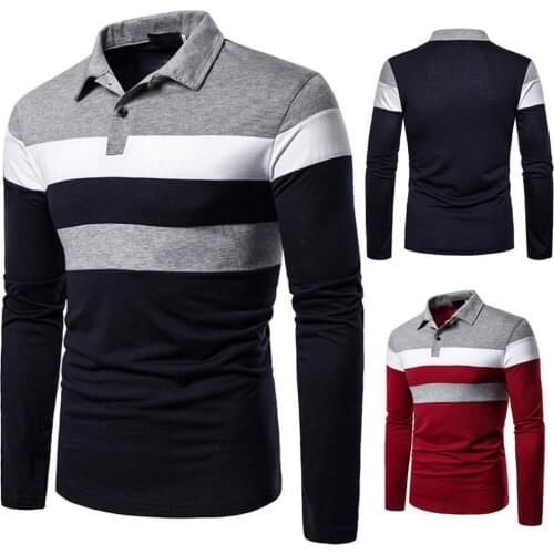 Casual Men Long Sleeve Turn Down Collar Stripes Color Block Buttons Shirt Blouse