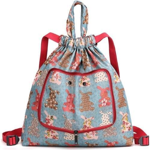 Foldable Floral Waterproof String Backpack For Gym Workout Outdoor Running Travel School Eco Friendly Shopping Bags With Zipper