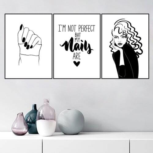 Salon Nails Canvas Painting Minimalist Black and White Quote Prefect Nails Pictures for Living Room Home Design Frameless