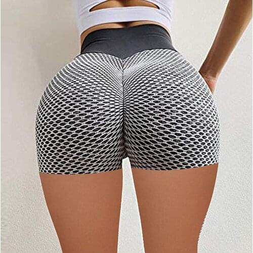 FITTOO Sexy High Waist Women Shorts Textured Scrunch Butt Leggins Push Up Athletic Gym Running Shorts Workout Leggings Female