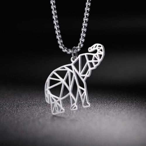 My Shape Elephant Necklace Stainless Steel Animal Silvery Necklaces Cut Out Good Quality Hollow Pendant Jewelry Fashion Gift