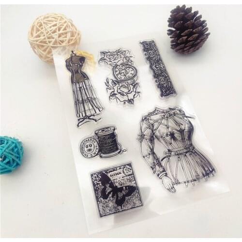 11*16CM Tailor Skirt Transparent Seal Clear Stamps Silicone Seal Roller Stamps DIY Scrapbook Album / Card Christmas Wedding