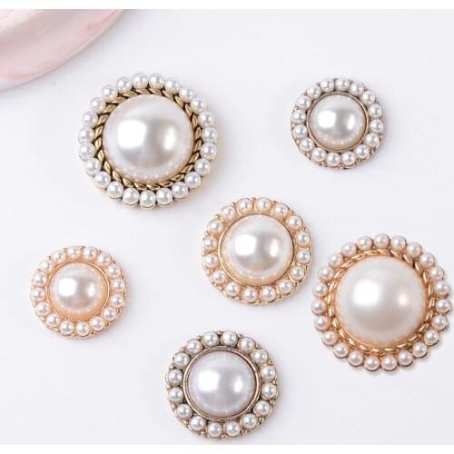 10 Pieces Vintage Round Pearls Applique Apparel Handmade Sewing Shoes And Clothing Ornaments