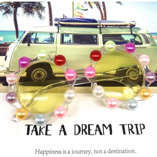 ZAOLIHU Baby Yellow Sunglasses Round Rainbow Pearl Kids Eyeglasses UV400 Summer Cute Sun Glasses Gorgeous Handmade Eyewear Gafas