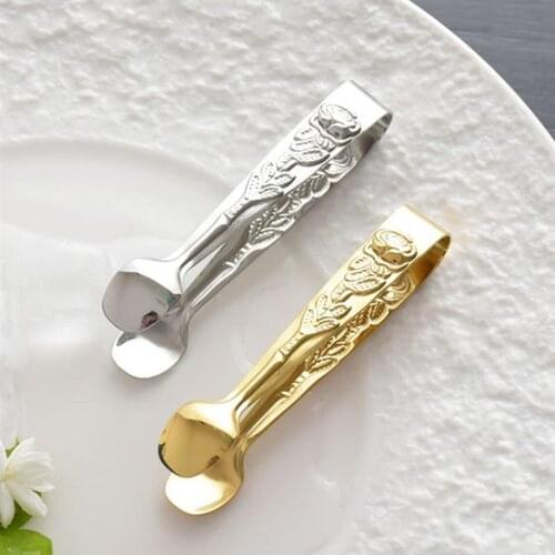 2pcs Stainless Steel Food Clips Ice Cube Clamps Serving Tongs Cookie Cake Dessert Salad Bread Clip Kitchen Barbecue Tools