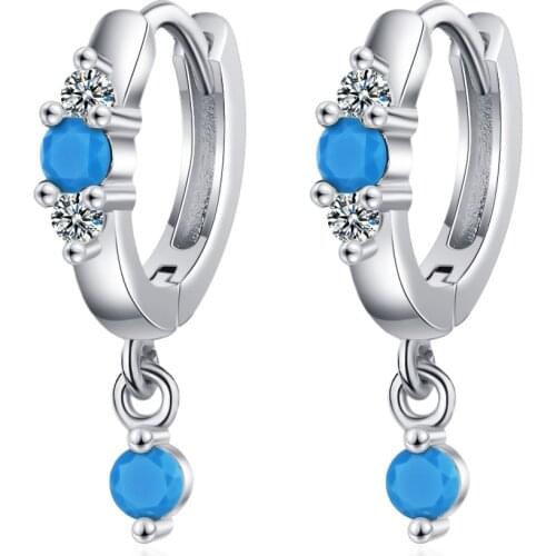 Romantic 925 Silver Turquoise Water Drop Zircon Earrings for Women Sterling Silver Earring Girl Valentines Day Accessories