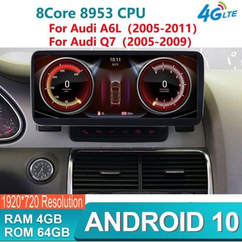 10.25"Android 10.0 4GB+64GB Multimedia Navigation GPS For Audi A6 A6L Q7 2005 2006 2007 2008 2009 2010 2012 2013 2014 2015 2016
