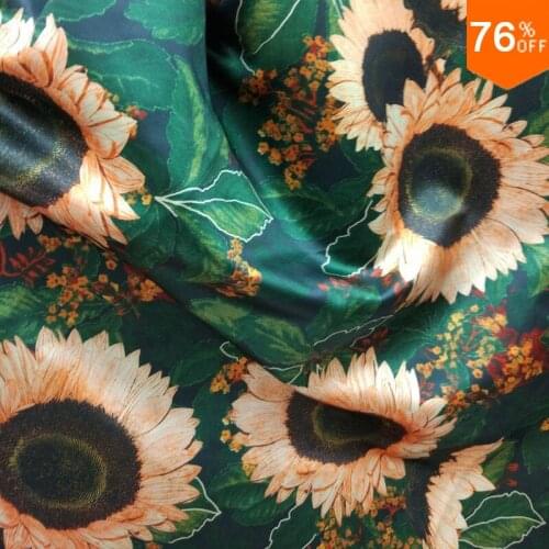 3 y Royal Blue Green helianthus Best New Printing Sunflower fabric allover embroidery flower fasthion top printed dresses fabric