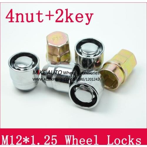 4Nuts+2keys M12x1.25 1.25 Wheel Locks Lug Nuts Anti theft Security Nut Fit For Suzuki Celerio Swifit Jimny Liana Sedan LS010-06