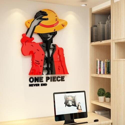 DIY Acrylic 3D Wall Sticker One Piece Luffy Kakashi Creative Boy Kids Cartoon Wall Stickers Bedroom Decor Dormitory Anime Poster