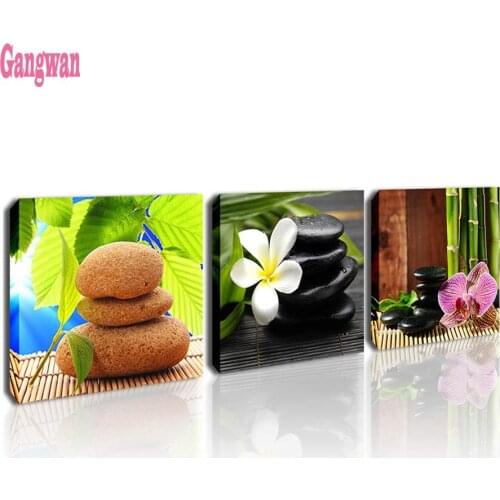 Full Square Round Drill 5D DIY Diamond Painting Religious zen orchid stone bamboo 3pcs sets Diamond Embroidery Mosaic Cross Stit