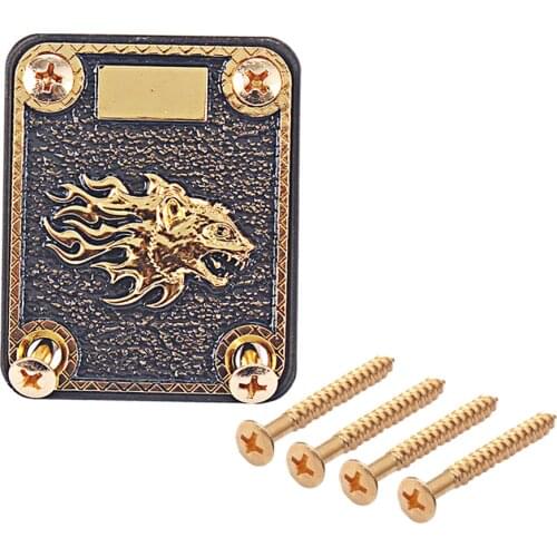 Black/Gold Guitar Neck Reinforcing Plate with Mounting Screws With 4 Holes for Fender Electric Guitar Bass Replacement Parts