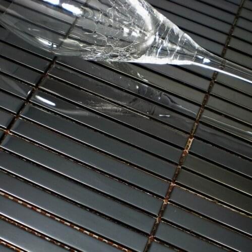 Black color strip stainless steel backsplash metal tile home improvement hallway kitchen backsplash bathroom shower tiles