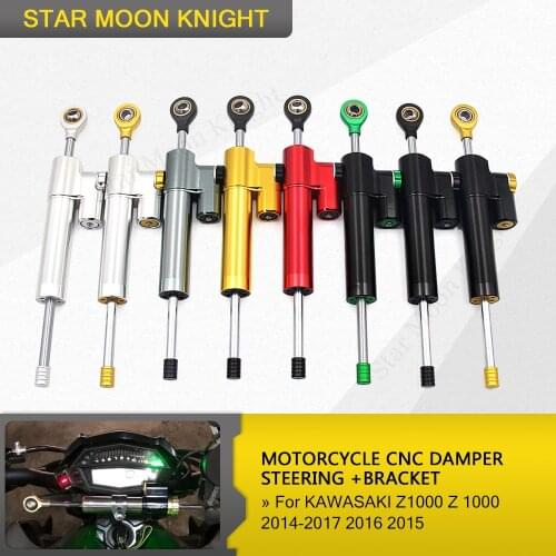 CNC Adjustable Motorcycle Linear Reversed Steering Damper with bracket Support For Kawasaki Z1000 Z 1000 2014-2017 2016 2015