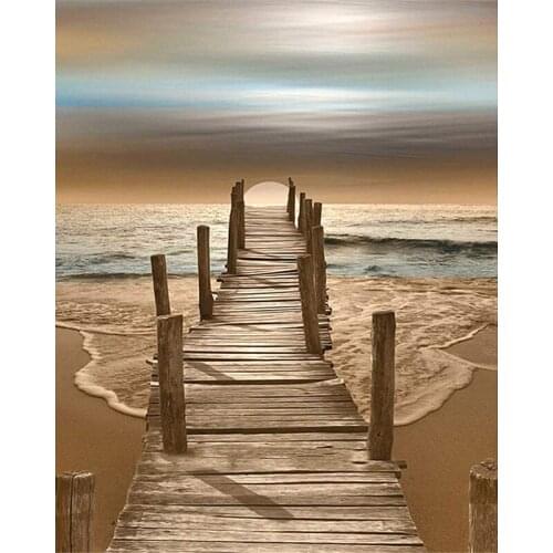 DIY Digital Painting By Numbers beach oil painting mural Kits Coloring Wall Art Picture Gift frameless