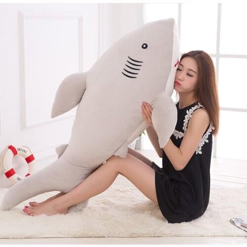 Dorimytrader Big Cute Soft Animal Shark Plush Toy Cartoon Sharks Stuffed Play Doll Sleeping Pillow 47inch 120cm DY61427