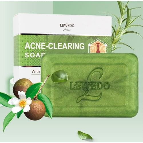 Lewedo 80g Tea Tree Essential Oil Anti-acne Soap Natural Oil-control Washing Soap Remove Pimple Blackhead Face Skin Care