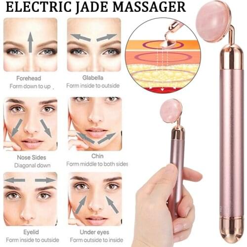 Electric Cordless Natural Jade Stone Face Eyes Massager Anti-wrinkle Face Skin Lift Slim Rose Quartz Massage Tool
