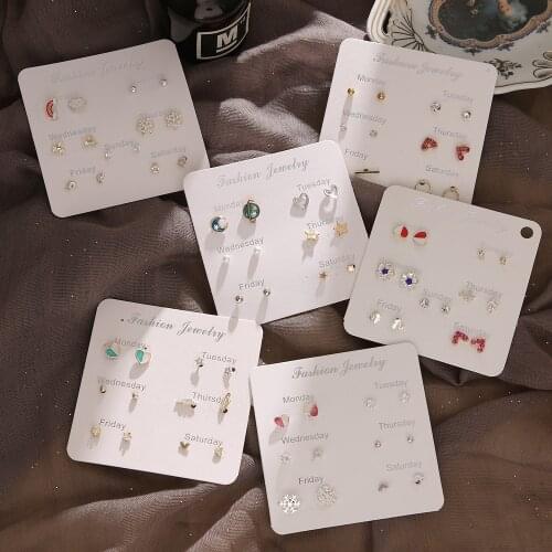 EN Fashion Mini Stud Earrings Set For Women Cute Heart Dolphin Crystal Pearl Earrings Lady 2020 Jewelry Accessories Gift