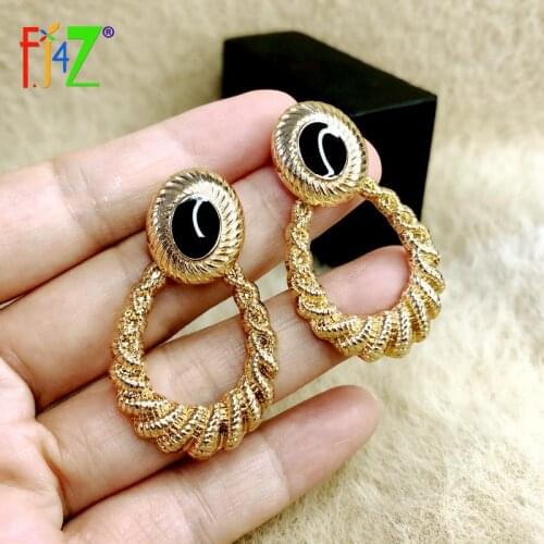 F.J4Z Trend Earrings for Women Designer Enamel Geometric Statement Earring Lady Gifts Jewelry бижутерия для женщин 2021 серьги