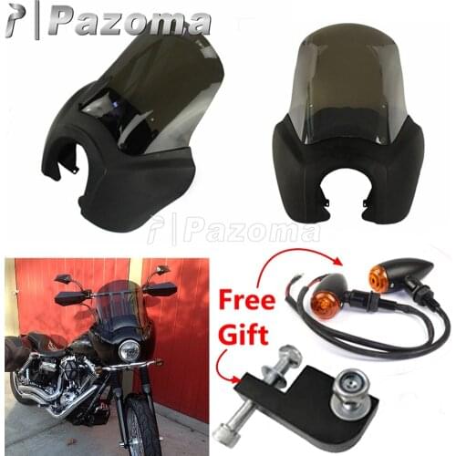Motorcycle Headlight Fairing Windshield 15" Windscreen Kit For Harley Dyna Super Wide Glide Street/Fat Bob FXR FXDXT 1987-2017